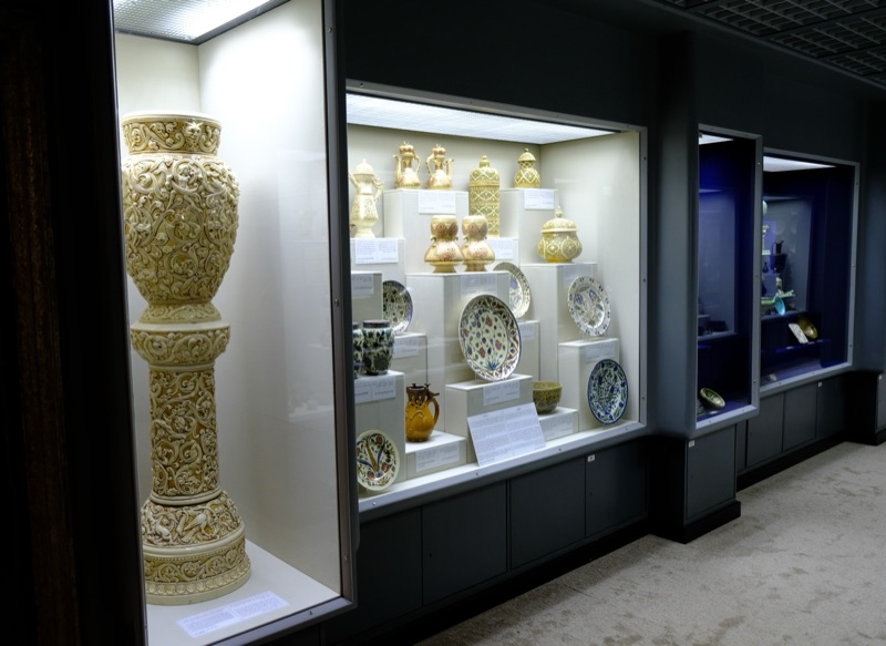 Ceramic objects displayed at the Tareq Rajab Museum